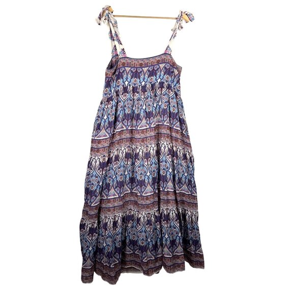 Caroline‎ Constas floral paisley babydoll boho colorful maxi dress sz M - Picture 4 of 8